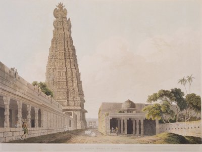 Hindoe-tempel in Madura, plaat XVI uit Oriëntaalse Scenery, gepubliceerd 1798 door Thomas Daniell